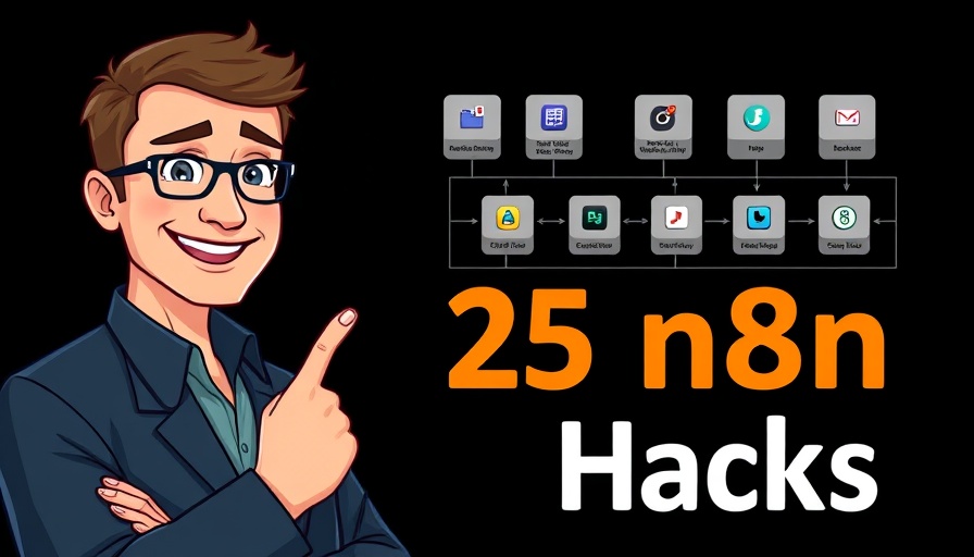 Digital illustration on n8n hacks for business with workflow.