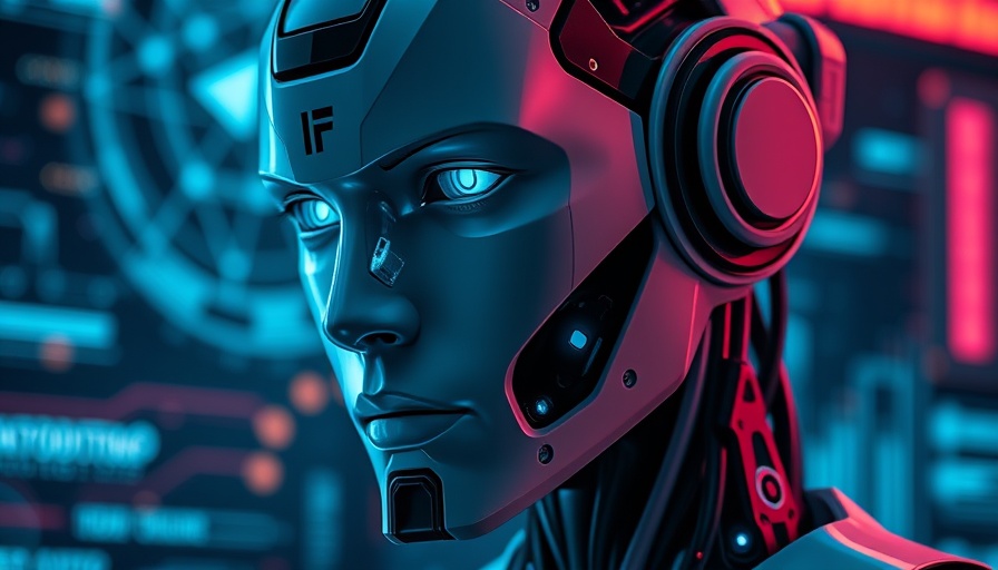 Advanced AI humanoid robot with futuristic design, marketing software concept.
