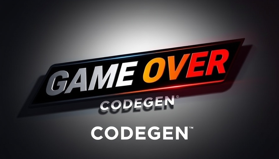 Dramatic advertising image with angular logo and 'GAME OVER' highlighting CODEGEN.