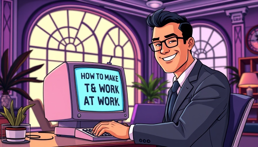 Retro-futuristic office setting highlighting AI reviews