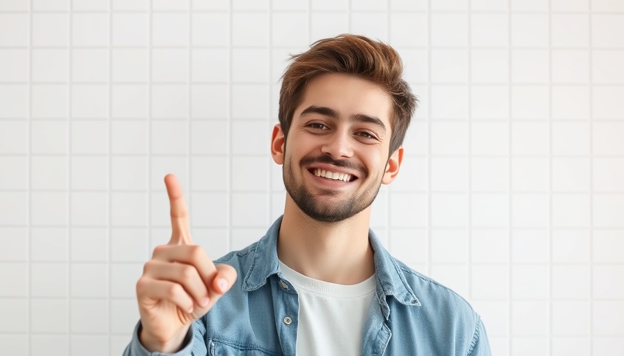 Casual young man promoting DeepSeek R1 0528 service.