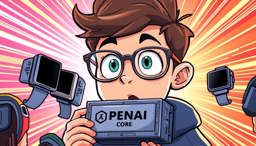 OpenAI AI hardware device concept illustration in comic style.