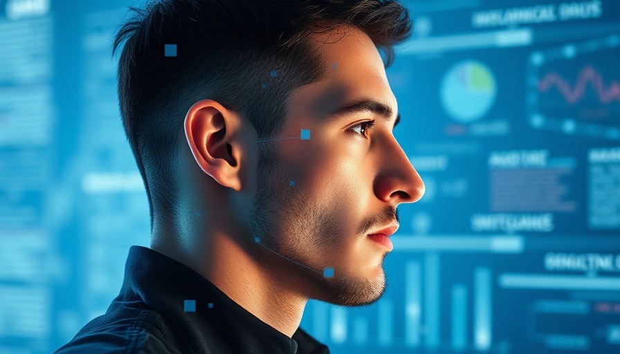 Futuristic profile of a male with digital overlays symbolizing machine learning.