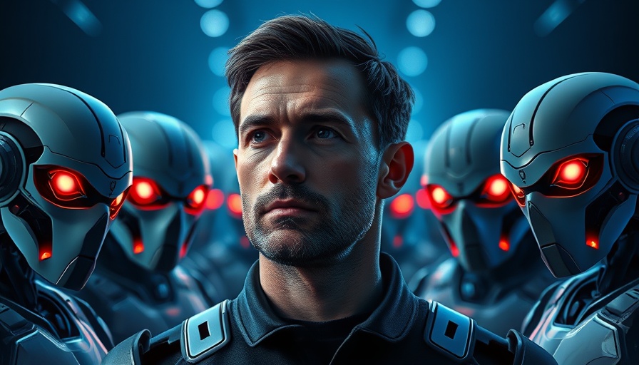 Sam Altman's AI Predictions 2025-2032 visualized as man with robots.