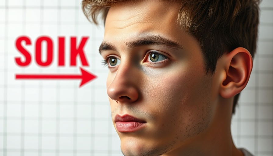Thoughtful young man with text and graphics in a viral video context.