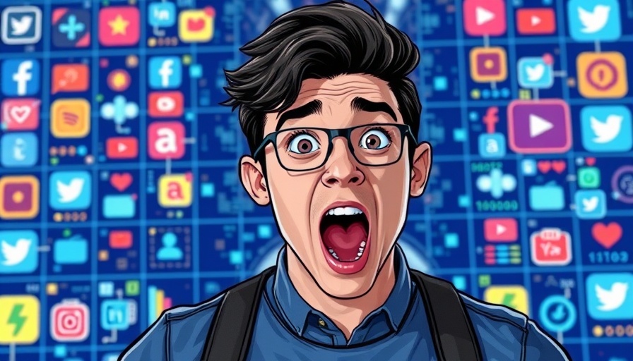 Excited young man promoting automate social media management.