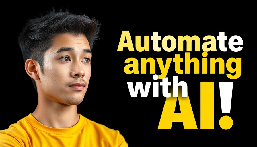 Automate ANYTHING with AI Agents, promotional poster with thoughtful expression.