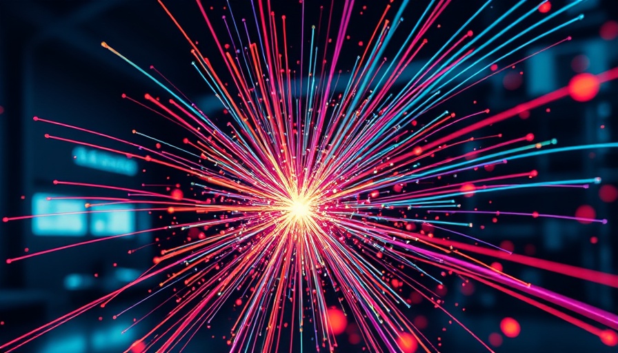 Particle collision visualization at LHC, CMS Experiment backdrop