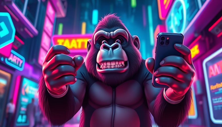 Animated gorilla showcasing AI video trends in a digital landscape.