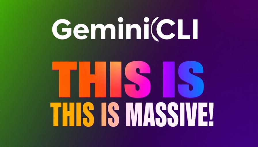 Vibrant Gemini CLI advertisement with bold text and logo.