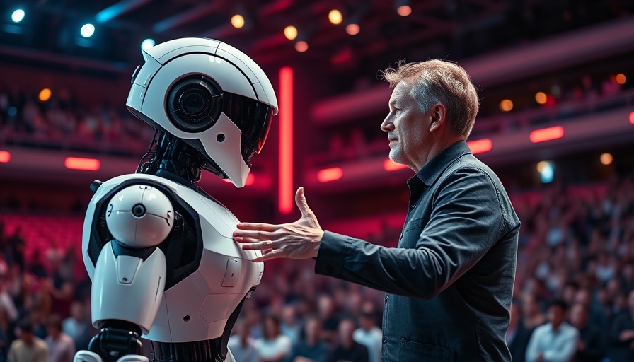 Gemini Robotics On-Device: Human and robot on stage.