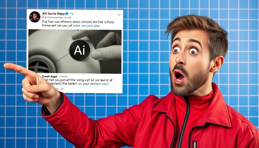 Surprised man points to posts about AI, make money with AI avatars concept.