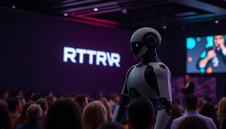 AI robot displayed at event introducing AI marketing software RTRVR