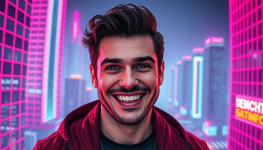 Grok 4 LLM vibrant retro-futuristic illustration of a smiling man