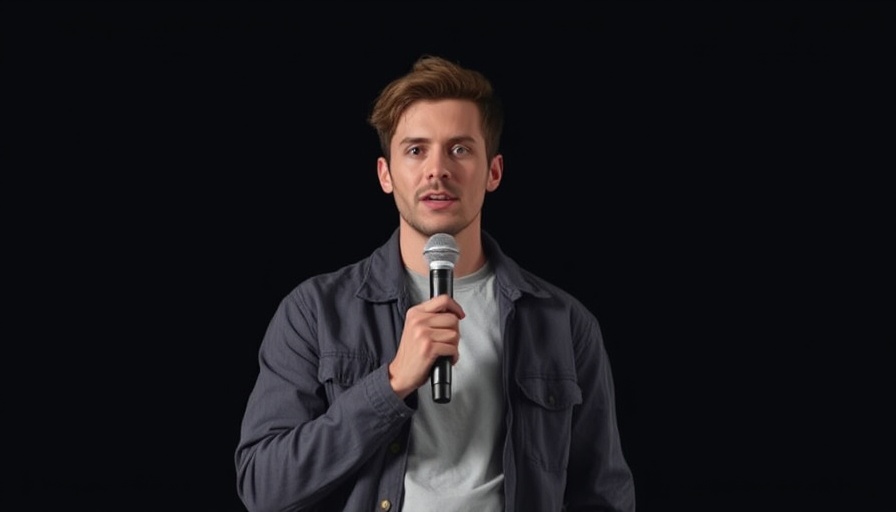Grok 4 presentation with person holding microphone, minimalistic background.