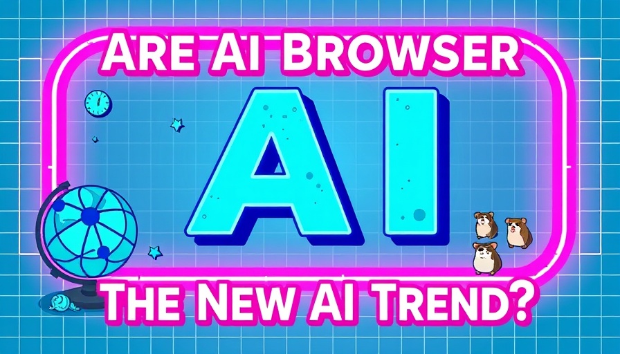 Retro graphic discussing AI browsers with playful icons.