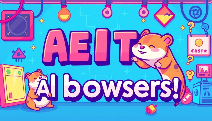 Retro-style AI browsers inquiry poster with cartoon graphics.