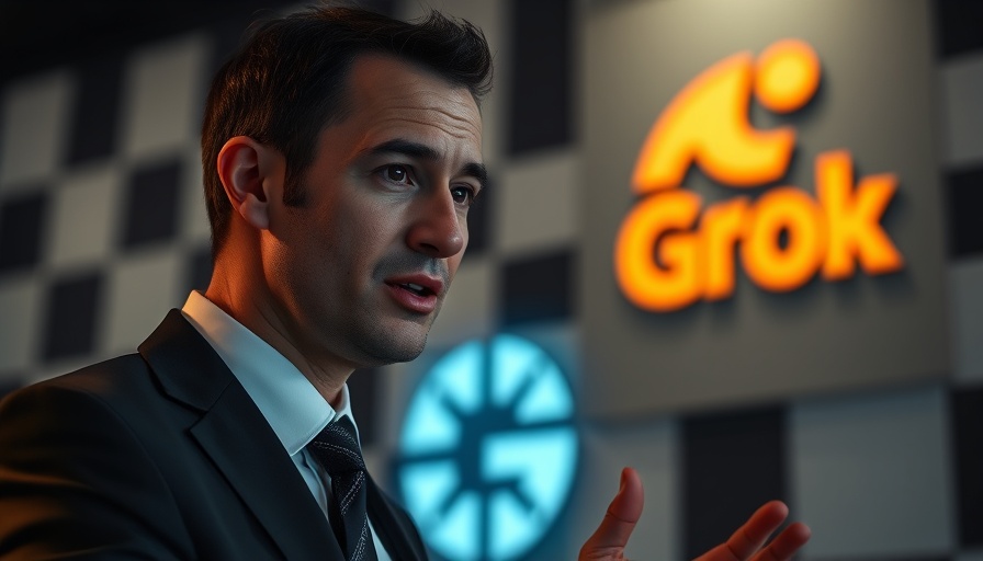 Grok 4 Revolutionizing AI Technology discussion with man in suit.