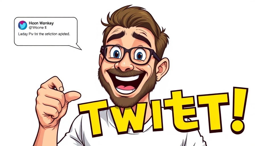 Enthusiastic man highlights tweet featuring the phrase 'THIS IS A REVOLUTION!'