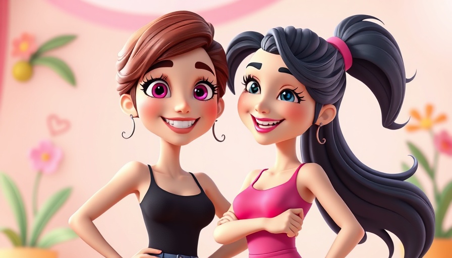 AI video creation animation with confident smiling characters.