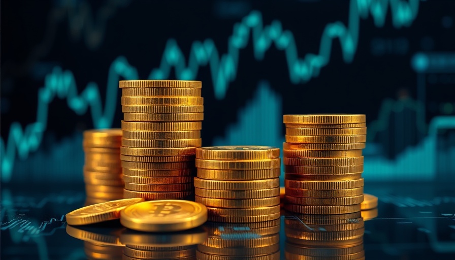 AI learning and smart banking visual with coins and graphs.