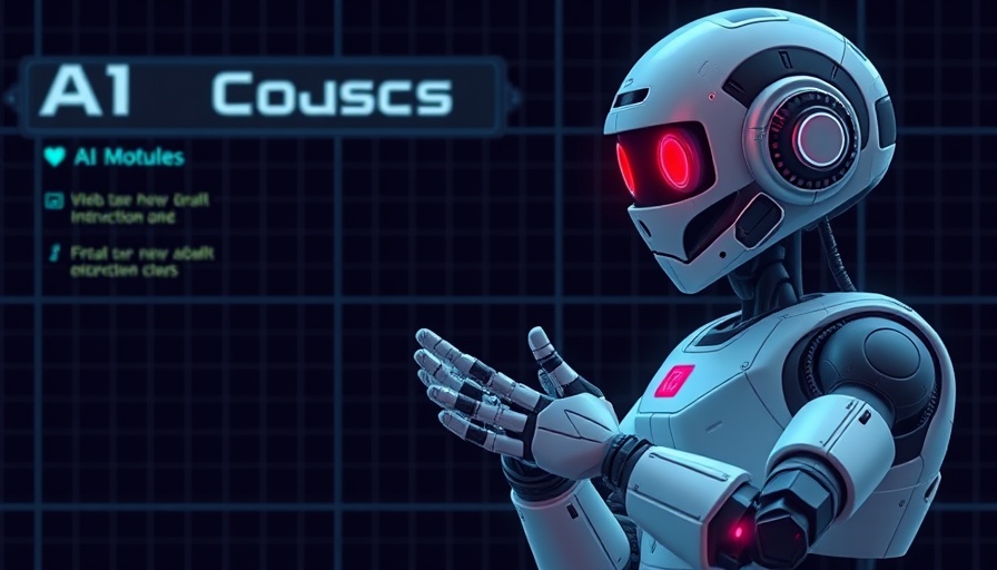 AI agent management course graphic with pixel robot and modules.
