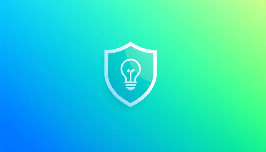 Minimalist light bulb shield icon on green-blue gradient background, AI learning.