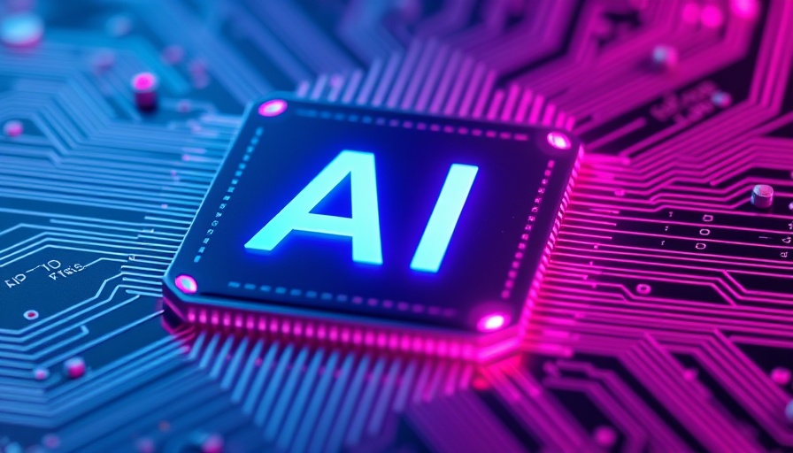 Futuristic AI chip glowing with digital layers.