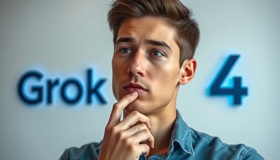 Confident young man promoting Grok 4's ability to build any digital application.