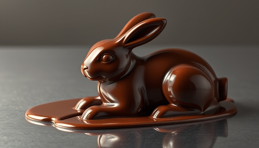 Melted chocolate rabbit on metal surface symbolizing AI learning speed with Genesis.