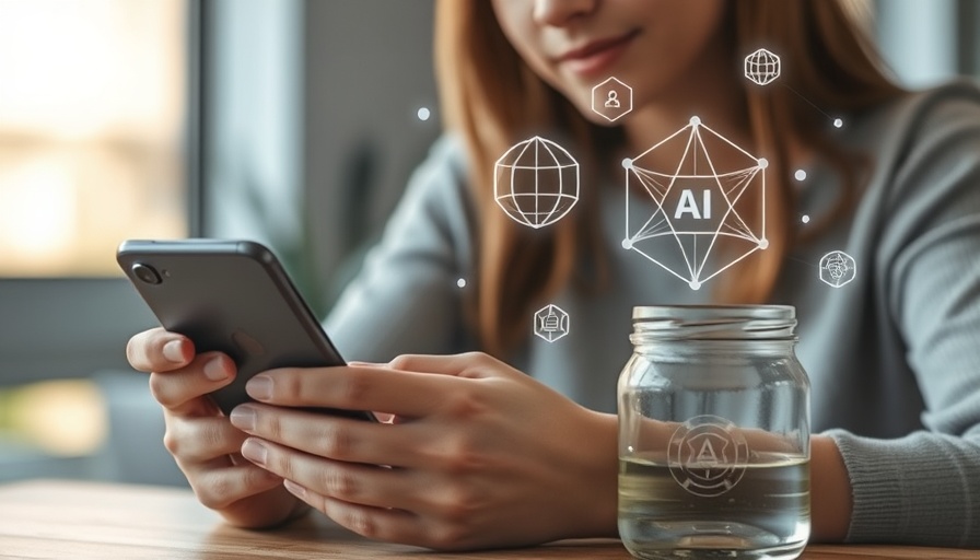 AI technology fraud prevention visualized with digital icons floating above a phone.