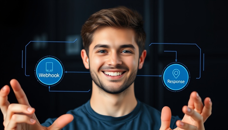 AI Voice Assistants for Business: smiling man with digital AI diagram.