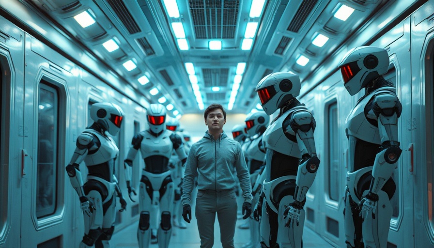 Futuristic humanoid robots in a corridor, Acquire Its Way to AI Success.