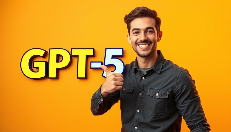 AI marketing presentation with vibrant colors and smiling individual.