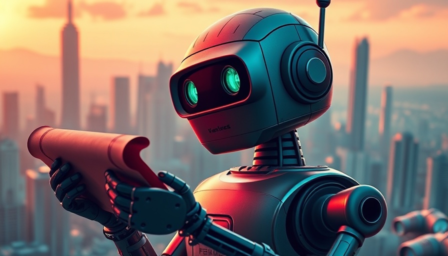 Retro robot analyzing changes after GPT-5 with AI reviews background.