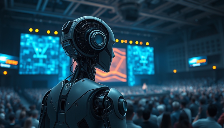 AI coding assistant concept with futuristic design at tech event presentation