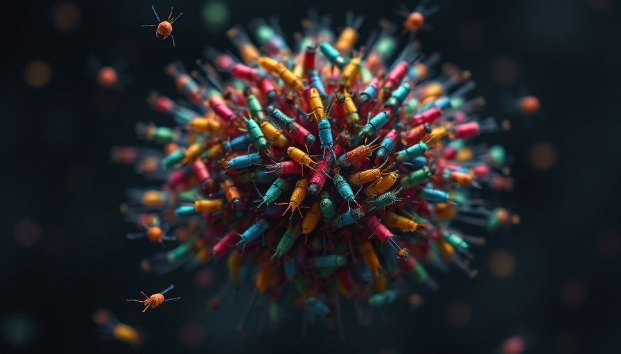 Colorful micro bots interacting with arrows illustrating communication.