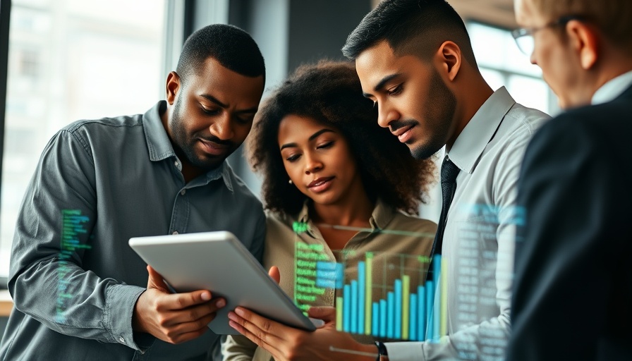 AI model deployments team analyzing data on a tablet in office.