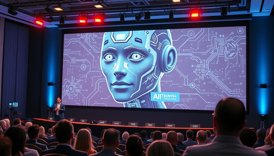 AI marketing software presentation with futuristic AI humanoid.