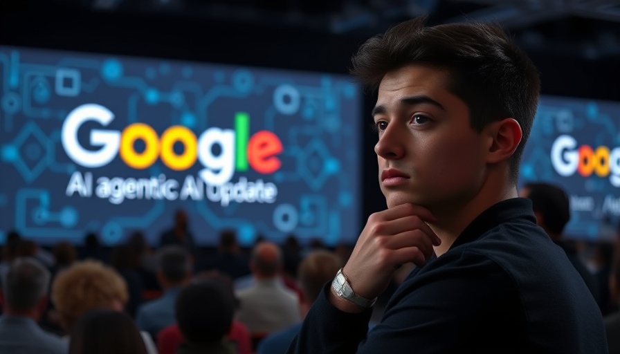 Google AI Agentic Update poster with contemplative man.