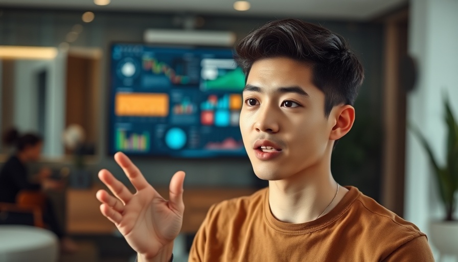 Young man explaining AI agent evaluation in a tech tutorial.