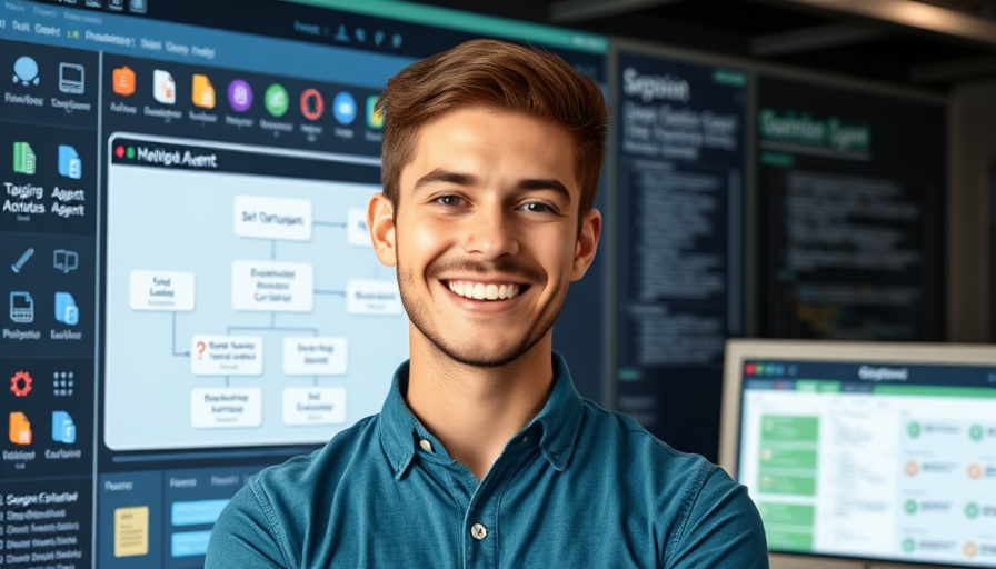 Smiling person with n8n workflow diagram for workflow evaluation in n8n.