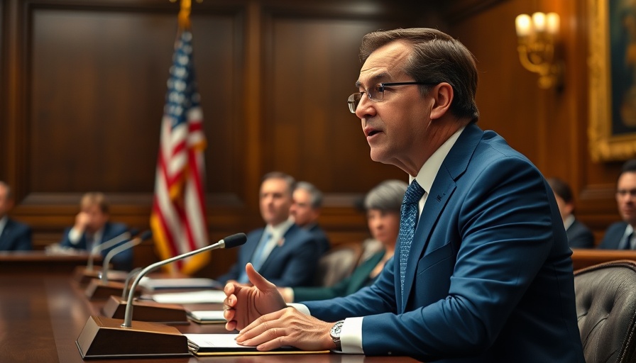 Official discussing 200% tariffs on pharmaceuticals in a formal setting.