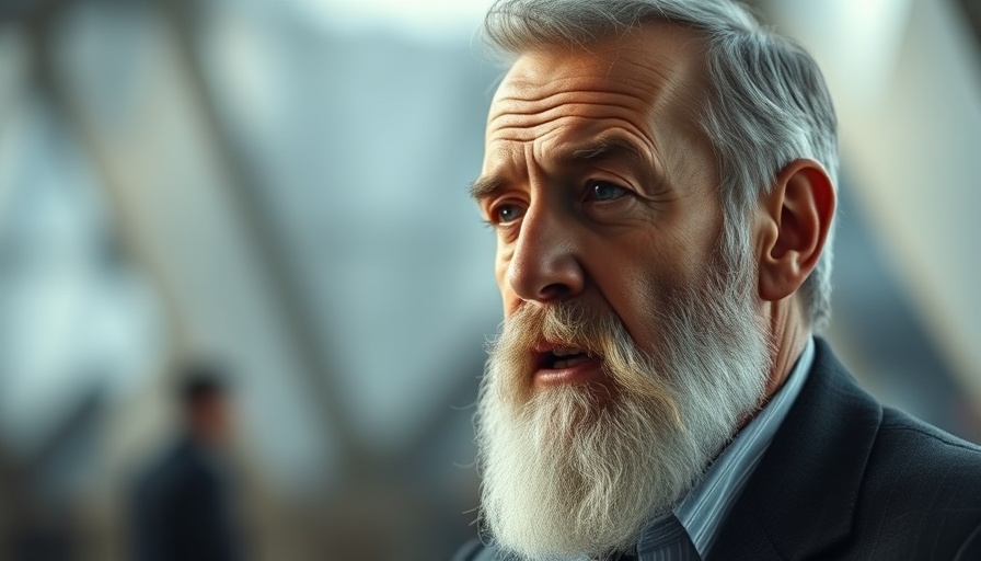 Elder man speaking thoughtfully in cinematic setting, Micron earnings report.