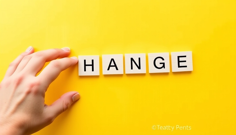 Alphabet cards spelling 'CHANGE', with a hand holding 'C'.