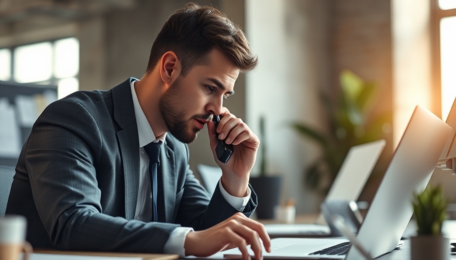 Businessman strategizing on phone in modern office.