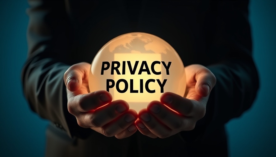 Glowing sphere with privacy policy text held by hands, concept for writing a privacy policy for your small business.