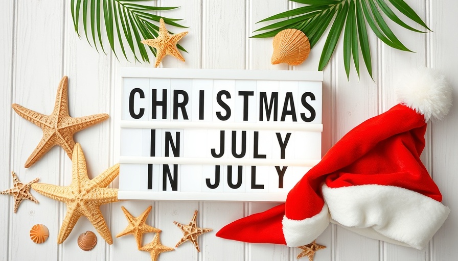 Christmas in July sale lightbox with beach theme elements.