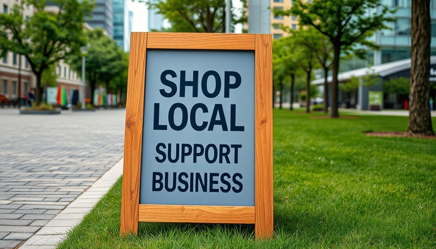 Year-Round Support for Small Businesses sign in park setting.