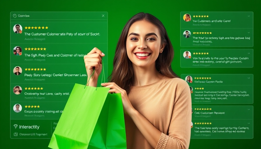Successful retail strategy with happy shopper and positive reviews.